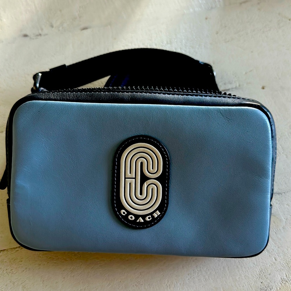 Coach Leather Carrier Phone Crossbody In Colorblock With Coach Patch